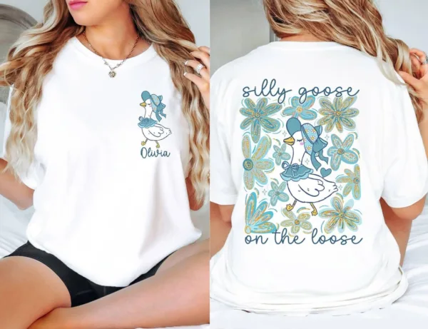 Custom Floral Goose Shirt, Mama Goose, Silly Goose On The Loose, Funny Cowgirl, Western Graphic Spring Floral T-Shirt ? The Best Mother 's Day Gift