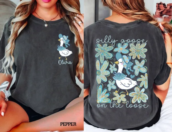Custom Floral Goose Shirt, Mama Goose, Silly Goose On The Loose, Funny Cowgirl, Western Graphic Spring Floral T-Shirt ? The Best Mother 's Day Gift