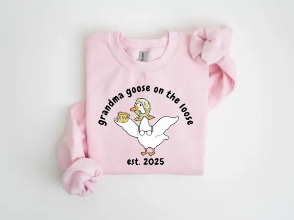 Custom-Grandma-Goose-On-The-Loose-Shirt-1.webp Custom Grandma Goose On The Loose Sweatshirt, Cute Grandma , Funny Goose Gift, New Grandma Crewneck, Mothers Day Gift, Funny Grandma, Gigi Sweater