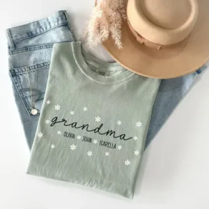 Custom-Grandma-Shirt-1.webp Custom Grandma Shirt, Personalized Gifts for Grandma, Grandma Shirt With Grandkids Name, Flower Grandma Shirt, Grandma Gift