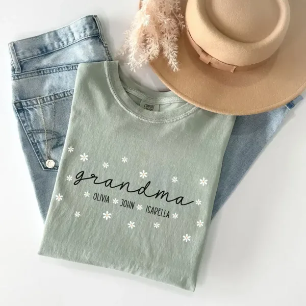 Custom-Grandma-Shirt-1.webp Custom Grandma Shirt, Personalized Gifts for Grandma, Grandma Shirt With Grandkids Name, Flower Grandma Shirt, Grandma Gift