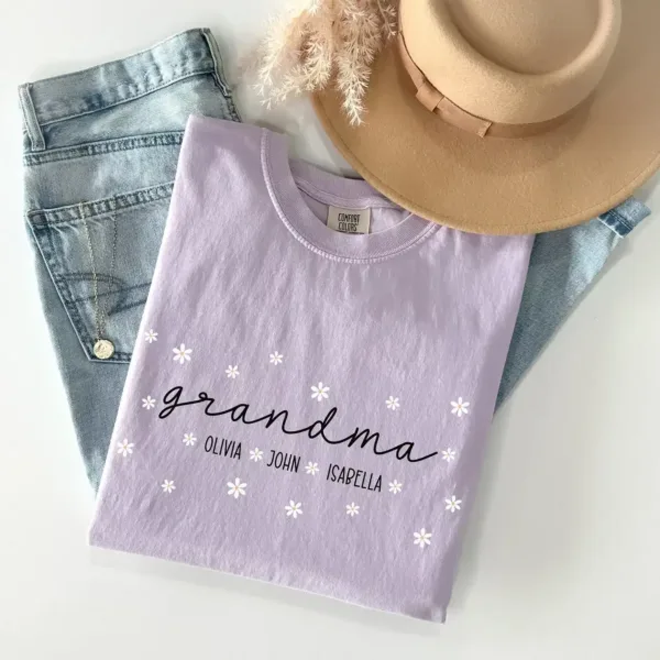 Custom-Grandma-Shirt-2.webp Custom Grandma Shirt, Personalized Gifts for Grandma, Grandma Shirt With Grandkids Name, Flower Grandma Shirt, Grandma Gift