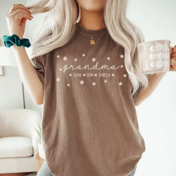 Custom-Grandma-Shirt-3.webp Custom Grandma Shirt, Personalized Gifts for Grandma, Grandma Shirt With Grandkids Name, Flower Grandma Shirt, Grandma Gift
