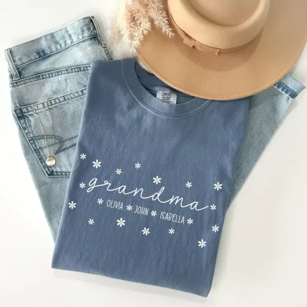 Custom-Grandma-Shirt-4.webp Custom Grandma Shirt, Personalized Gifts for Grandma, Grandma Shirt With Grandkids Name, Flower Grandma Shirt, Grandma Gift