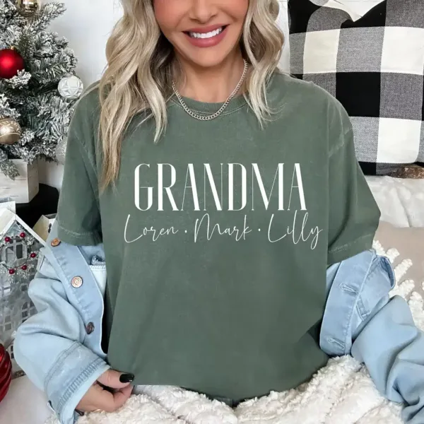 Custom-Grandma-T-shirt-1.webp Custom Grandma Shirt, Personalized Gifts for Grandma, Grandma Shirt With Grandkids Name, Flower Grandma Shirt, Grandma Gift