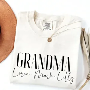 Custom-Grandma-T-shirt-2.webp Custom Grandma Shirt, Personalized Gifts for Grandma, Grandma Shirt With Grandkids Name, Flower Grandma Shirt, Grandma Gift