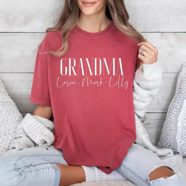 Custom-Grandma-T-shirt-4.webp Custom Grandma Shirt, Personalized Gifts for Grandma, Grandma Shirt With Grandkids Name, Flower Grandma Shirt, Grandma Gift