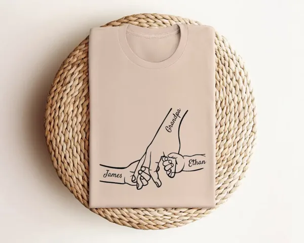 Custom-Grandpa-and-Kids-Hands-With-Names-Shirt-2.webp Custom Grandpa and Kids Hand With Names T-Shirt, Funny Granddad Shirt, Gift for Grandpa, Father's Day Gift, Grandpa Gift, Grandfather to Be Gift