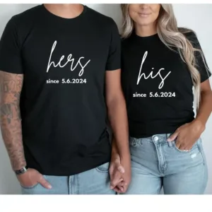Custom His Hers Shirts, Personalized Matching Shirts, Anniversary Gift, His And Hers Shirt ,Matching Couple