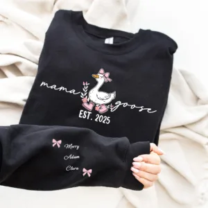 Custom-Mama-Goose-SweatPersonalized-Est-Goose-Mama-ShirtMothers-Day-ShirtMom-Kids-Name-On-SleeveBirthday-Gift-for-Mom-3-scaled-1.jpg Custom Mama Goose Sweat, Personalized Est Goose Mama and Name Kids on Sleeve, Mother's Day, Birthday Gift for Mama