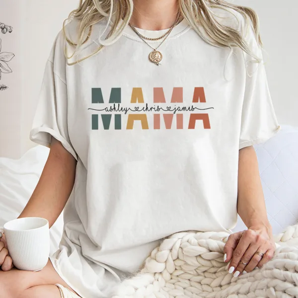 Custom Mama Shirt, Mom Shirt With Names, Personalized Mama T-shirt, Mother's Day Gift