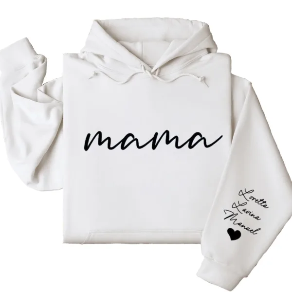 Custom Mama Hoodie with Kids Name on Sleeve, Personalized Mom Hoodie, Minimalist Momma, Mothers Day Gift for Mom