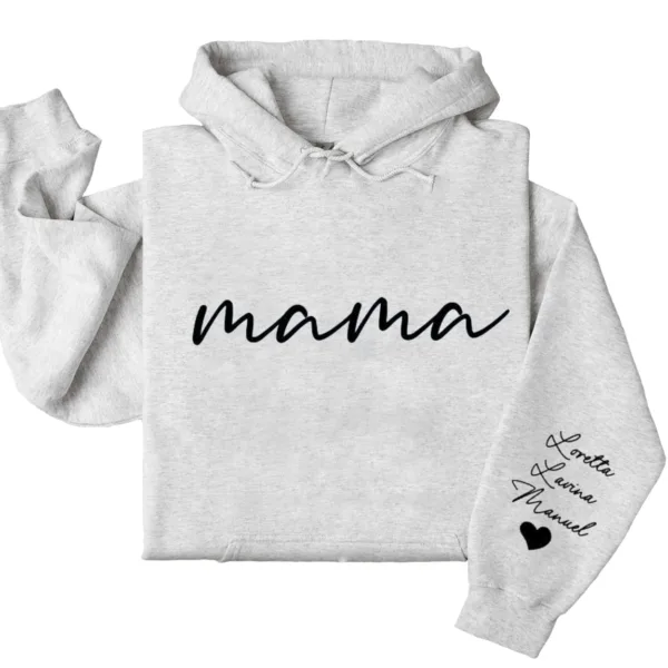 Custom Mama Hoodie with Kids Name on Sleeve, Personalized Mom Hoodie, Minimalist Momma, Mothers Day Gift for Mom