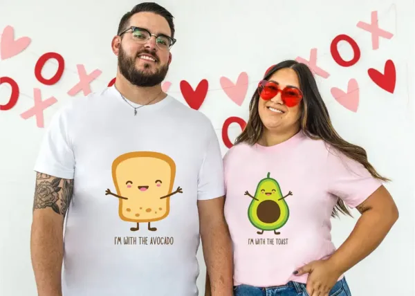 Custom Matching Couple Tee, Funny Shirts Long Sleeve Tee, Avocado And Toast Matching Couple
