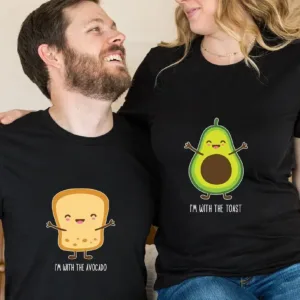 Custom Matching Couple Tee, Funny Shirts Long Sleeve Tee, Avocado And Toast Matching Couple