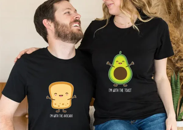Custom Matching Couple Tee, Funny Shirts Long Sleeve Tee, Avocado And Toast Matching Couple