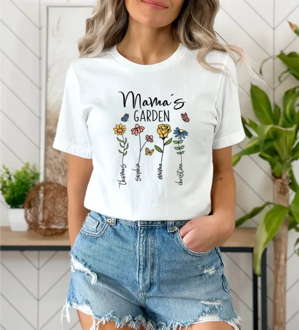 Custom Mothers Day Shirt, Personalized Mom Gift, Mothers Day Gift, Mama's Garden T-Shirt, Customized Mom Tee