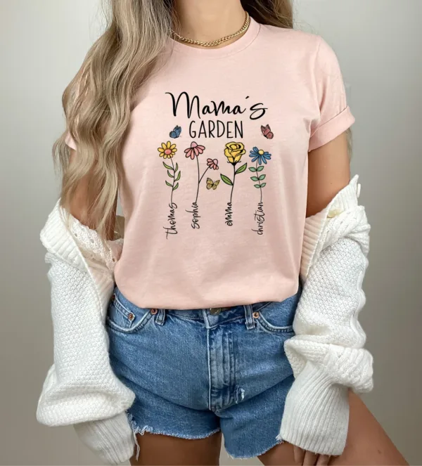 Custom Mothers Day Shirt, Personalized Mom Gift, Mothers Day Gift, Mama's Garden T-Shirt, Customized Mom Tee