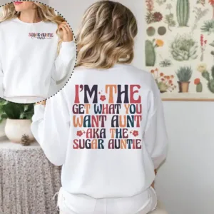 Custom-Sugar-Auntie-Shirt-1.webp Custom Sugar Auntie Shirt - Cool Aunt Shirt - Funny Aunt Shirt - Auntie Birthday Gift - New Auntie Sweater - Aunt Birthday Sweatshirt