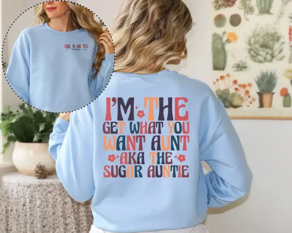 Custom-Sugar-Auntie-Shirt-2.webp Custom Sugar Auntie Shirt - Cool Aunt Shirt - Funny Aunt Shirt - Auntie Birthday Gift - New Auntie Sweater - Aunt Birthday Sweatshirt
