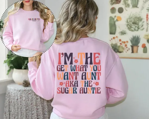 Custom-Sugar-Auntie-Shirt-3.webp Custom Sugar Auntie Shirt - Cool Aunt Shirt - Funny Aunt Shirt - Auntie Birthday Gift - New Auntie Sweater - Aunt Birthday Sweatshirt