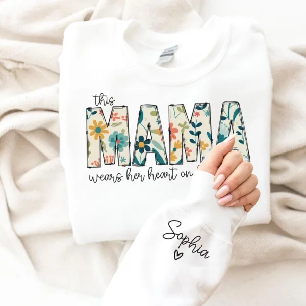 Custom-Sweatshirt-for-Nana-Christmas-Gift-for-Nana-I-Wear-My-Heart-On-My-Sleeve-Nana-Sweatshirt-with-Grandkids-Name-on-Sleeve-Nana-Gift.jpeg Custom Sweatshirt for Mama, Christmas Gift for Mama, I Wear My Heart On My Sleeve, Mama Sweatshirt with Kids Name on Sleeve