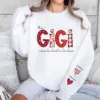 Custom This Mama Wears Her Heart On Her Sleeve Shirt, Mama Heart Coquette Bow, Gift for Mother's Day