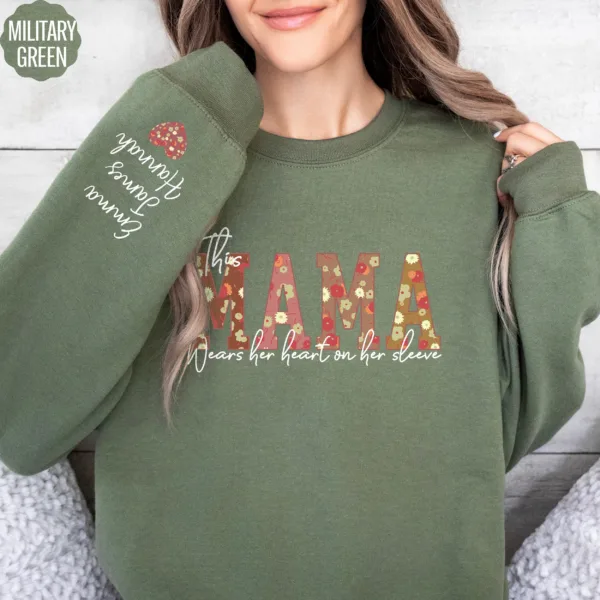 Mother's Day Gift, Custom Heart on Sleeve Shirt with Children's Names