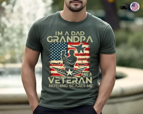 Dad-Grandpa-Veteran-Shirt-1.webp Dad Grandpa Veteran Shirt, Patriotic Graphic Tee For Him, Military Gift Idea For Veterans, American Flag Shirt,Father’s Day Gift For Grandpa