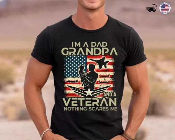 Dad-Grandpa-Veteran-Shirt-3.webp Dad Grandpa Veteran Shirt, Patriotic Graphic Tee For Him, Military Gift Idea For Veterans, American Flag Shirt,Father’s Day Gift For Grandpa