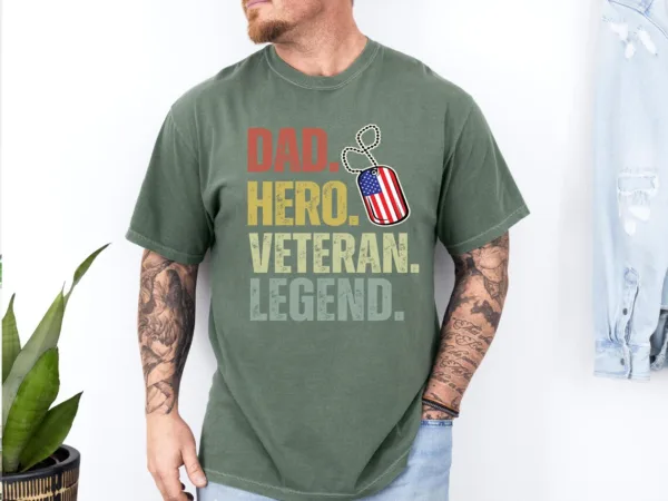 Dad Hero Veteran Legend T-Shirt, Dad Tee, Veteran Dad Shirt, Legend Dad Shirt, Gift for Veteran Military, Fathers Day Gift