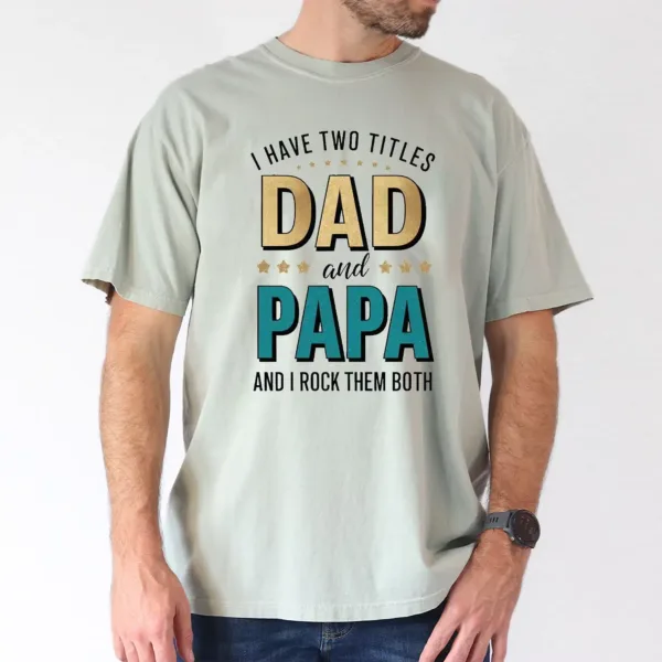 Dad & Papa Bold Letter Print with Stars T-Shirt, The Best Father's Day Gift