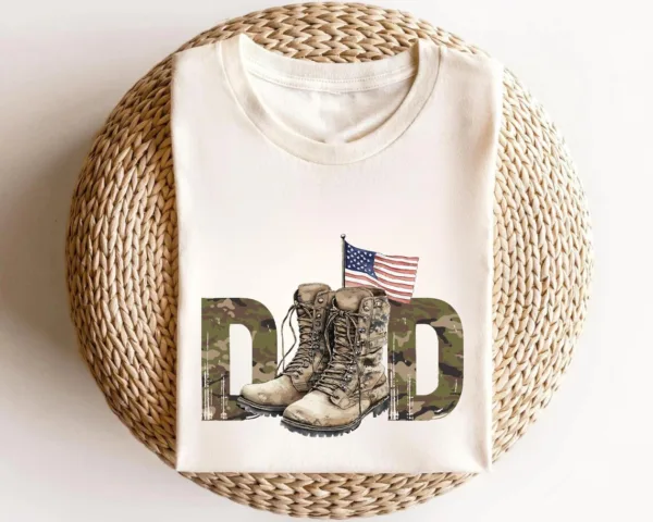 Dad Veteran T-Shirt, Patriotic Gift for Dad Memorial Day, Veterans Day Gift Military Dad USA Flag Shirt, Gift for Him Gift for Veteran