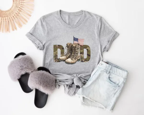 Dad Veteran T-Shirt, Patriotic Gift for Dad Memorial Day, Veterans Day Gift Military Dad USA Flag Shirt, Gift for Him Gift for Veteran