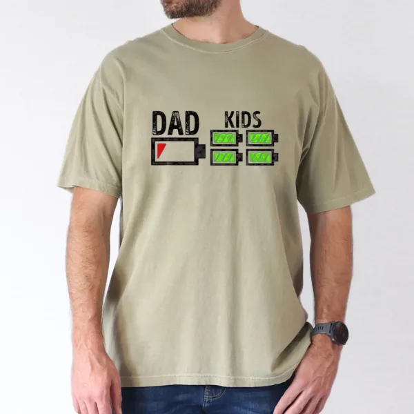 Dad-of-Four-Low-Battery-Funny-Father-of-4-Boys-Girls-Dad-T-Shirt-100-Cotton-Father-T-shirts-for-Men-Women-180g-round-neck-black-size-S-XXXL-4.webp Dad of Four Low Battery Funny Father of 4 Boys Girls Dad T-Shirt, The Best Father's Day Gift