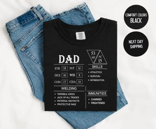 DnD-Dad-Shirt-Block-3.webp DnD Dad Shirt Block, Fathers Day Gifts, Funny DnD T-Shirt, The Best Father's Day Gift