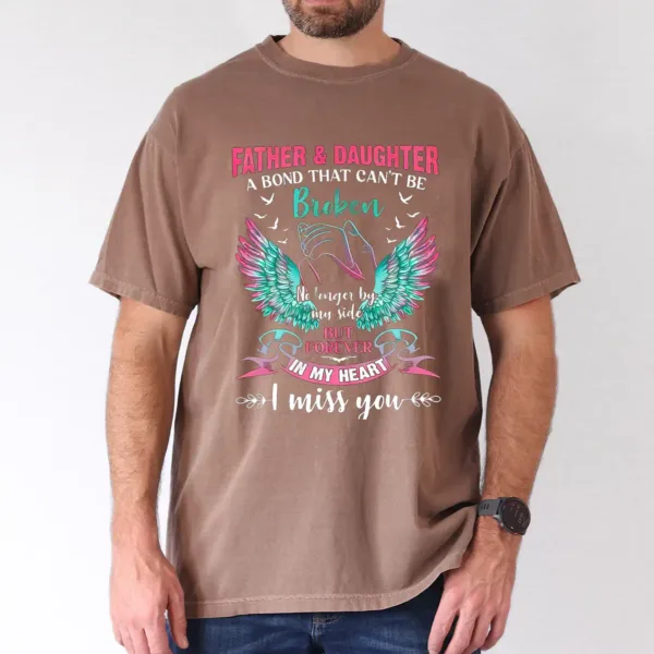 Father & Daughter Forever Bond Graphic T-Shirt with Colorful Wing Design, The Best Father's Day Gift