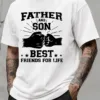 Father-Son Friendship Word Print American Trendy Brand Design Graffiti Letter Print T-Shirt