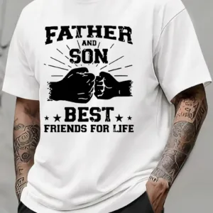 Father-Son-Friendship-Word-Print-American-1.webp Father-Son Friendship Word Print American Trendy Brand Design Graffiti Letter Print T-Shirt