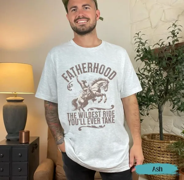 Fatherhood-Shirt-Dad-Cowboy-1.jpg Fatherhood Front And Back Shirt, Surviving Fatherhood One Beer At A Time, Funny Father Tee, Drinking Husband, Fathers Day Gift, Gift for Dad