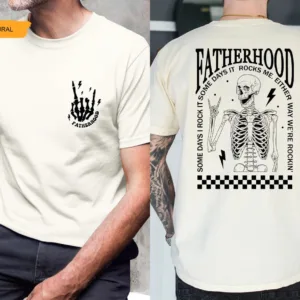 Funny Skeleton Dad Shirt – Retro Rocker Father’s Day Gift Tee, Cool Dad Tee, Fatherhood Shirt for Him