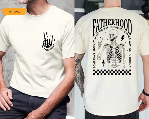 Fatherhood-Shirt-Dad-Shirt-1.jpg Funny Skeleton Dad Shirt – Retro Rocker Father’s Day Gift Tee, Cool Dad Tee, Fatherhood Shirt for Him