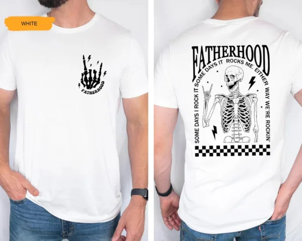 Fatherhood-Shirt-Dad-Shirt-4.jpg Funny Skeleton Dad Shirt – Retro Rocker Father’s Day Gift Tee, Cool Dad Tee, Fatherhood Shirt for Him