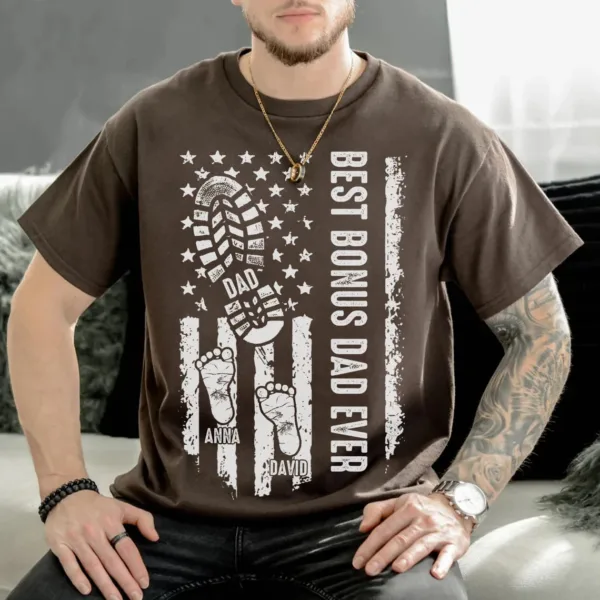 Fathers-Day-Gifts-Custom-Shirt-With-Kids-Name-1.jpg Fathers Day Gifts, Custom Shirt With Kids Name For Bonus Dad, Personalized Best Bonus Dad Ever T-shirt, Bonus Dad Shirt Gifts, Step Dad Gifts