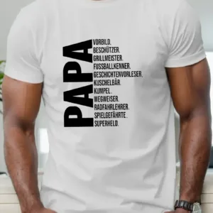 Fathers-Day-Mens-Casual-Short-Sleeve-T-Shirt-1.webp Father's Day Men's Casual Short Sleeve T-Shirt - Papa German Print, Royal Blue, Round Neck, Summer Top, Machine Washable, Fathers Day Tshirt