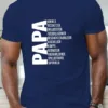 Father's Day Men's Casual Short Sleeve T-Shirt - Papa German Print, Royal Blue, Round Neck, Summer Top, Machine Washable, Fathers Day Tshirt