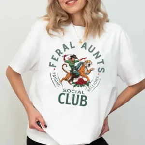 Feral-Aunt-Social-Club-2.webp Feral Aunt Social Club, Pregnancy Reveal to Sister Auntie T-Shirt Cool Aunt, Retro Aunt Shirt, Pregnancy Annoucement, New Aunt, Sister Gift