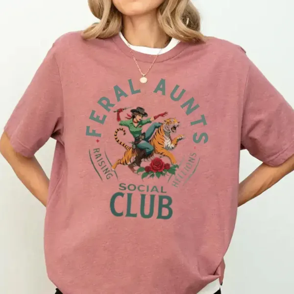 Feral-Aunt-Social-Club-3.webp Feral Aunt Social Club, Pregnancy Reveal to Sister Auntie T-Shirt Cool Aunt, Retro Aunt Shirt, Pregnancy Annoucement, New Aunt, Sister Gift