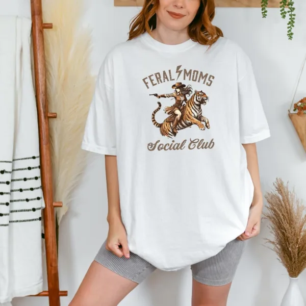 Feral-Moms-Social-Club-1-1.jpg Feral Moms Social Club, Vintage Graphic Tee, Somebody's Feral Wife T-Shirt, The Best Idea for Mother's Day Gift