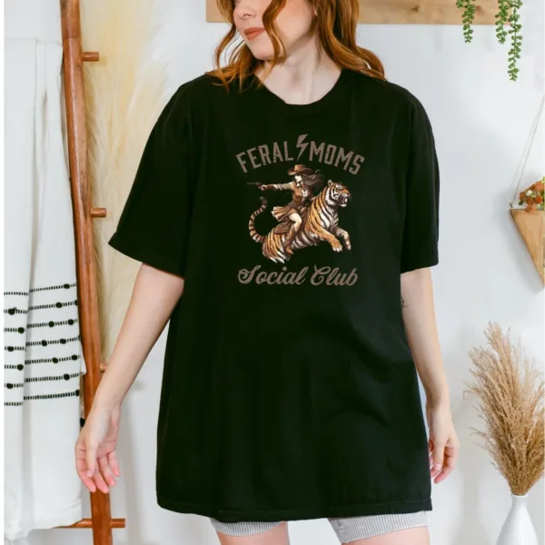 Feral-Moms-Social-Club-2-1.jpg Feral Moms Social Club, Vintage Graphic Tee, Somebody's Feral Wife T-Shirt, The Best Idea for Mother's Day Gift